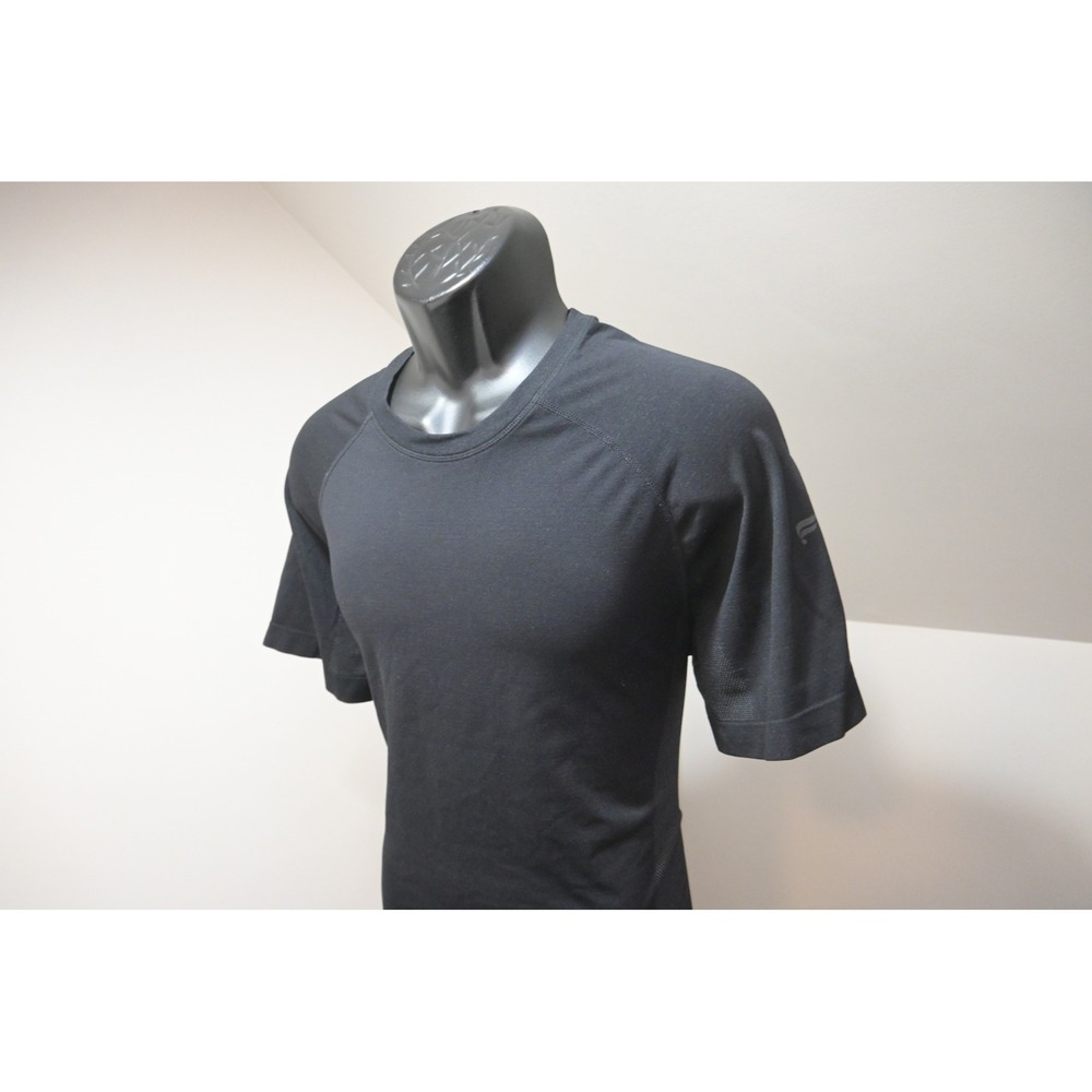 Fabletics Performance Gym T-Shirt Mens Large Black Seamless Mesh Activewear EUC